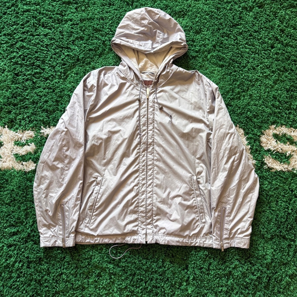 Perry Ellis Mens Lightweight Full Zip‎ Hooded Windbreaker Jacket Gray Size L